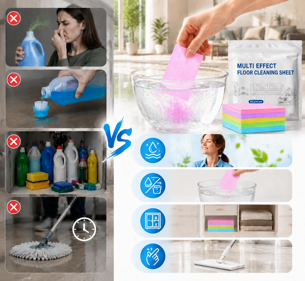 Multi-Effect Floor Cleaning Sheets 30-Pieces