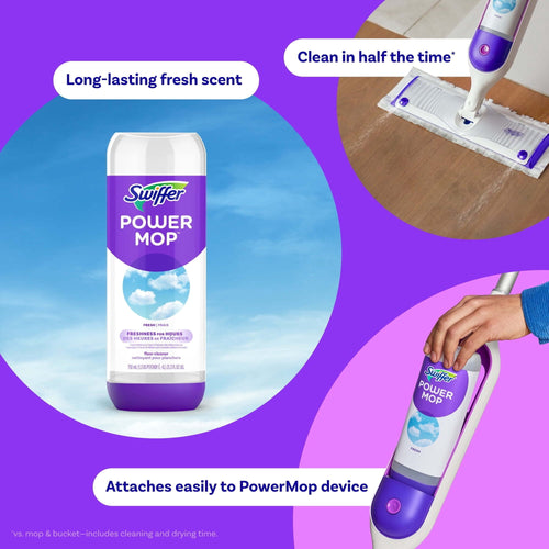 Swiffer Power Mop Refill Solution, Tile, Vinyl, Laminate, Wood, Floor Cleaner, Fresh, 25.3 fl oz - product image 2